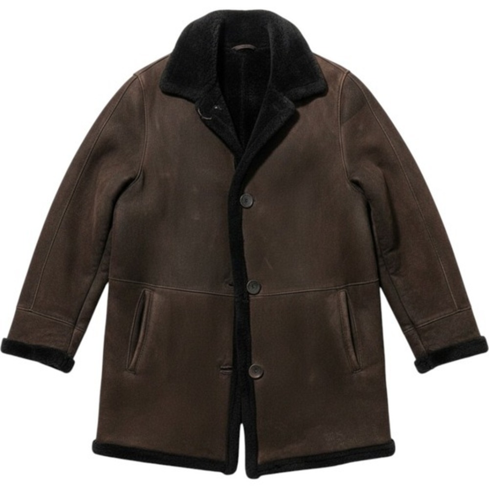 BLUE DUCK Brown Shearling Sheepskin Coat Women's XL VTG Button Up